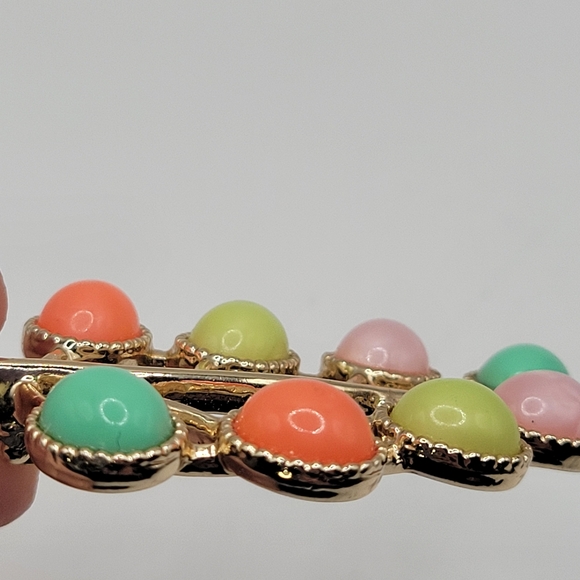 VTG Sarah Coventry "Candy Land" Brooch | Gold Tone & Pastel Cabochons | SIGNED - Picture 3 of 6